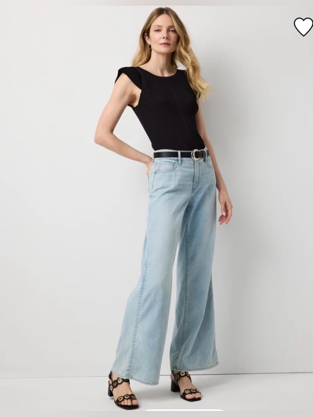 White House Black Market High Rise Lightweight Wide-Leg Jeans ~ Light Blue